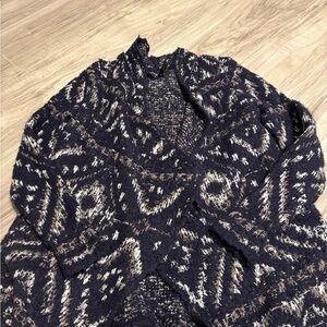 Lucky Brand Navy and White Patterned Cardigan
